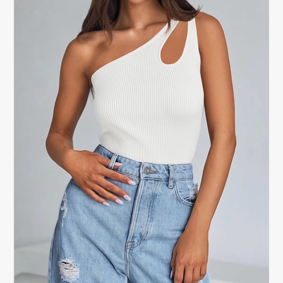 ZESICA One Shoulder Top Ribbed Knit Tank - Picture 2 of 7